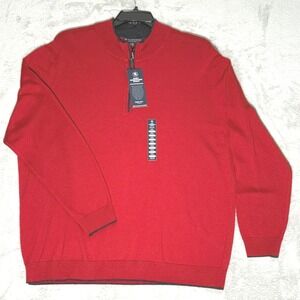 Hart‎ Schaffner Marx Sweater Mens XXL Red 100% Extra Fine Merino Wool 1/4 Zip
